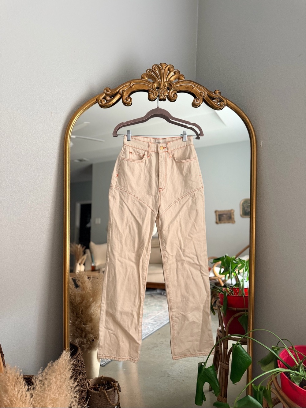 Triarchy cream straight leg jeans